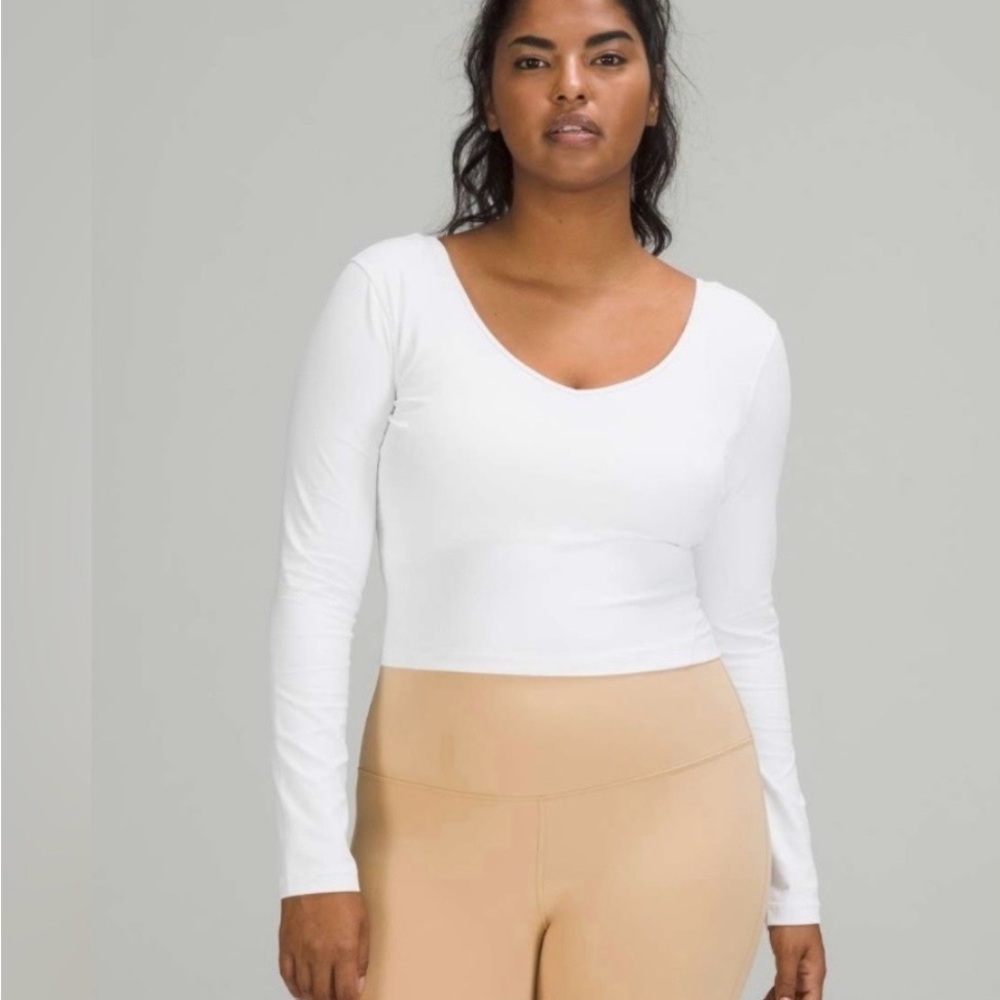 Lululemon Align Scoop-Back Cropped Long-Sleeve Top - White